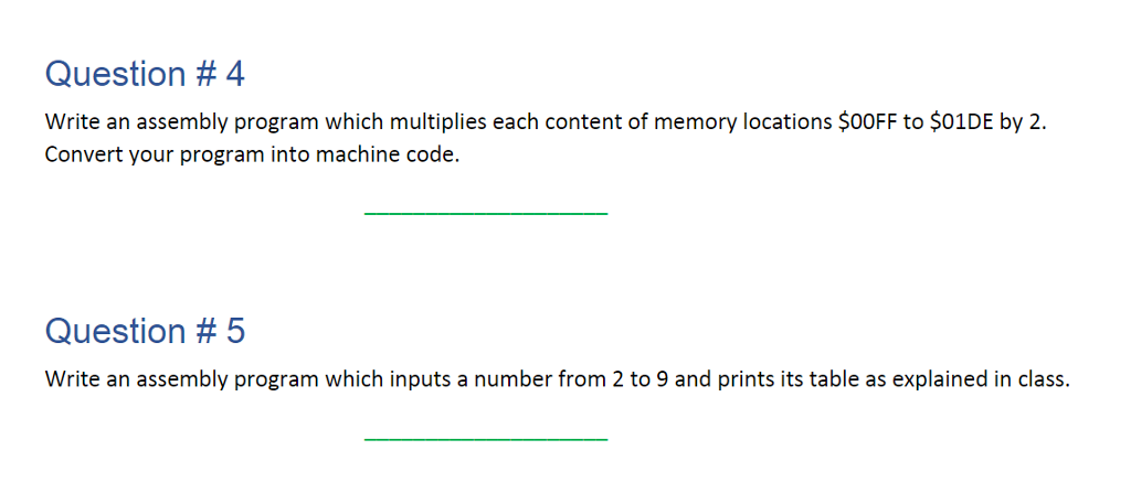 Question # 4 Write an assembly program which | Chegg.com