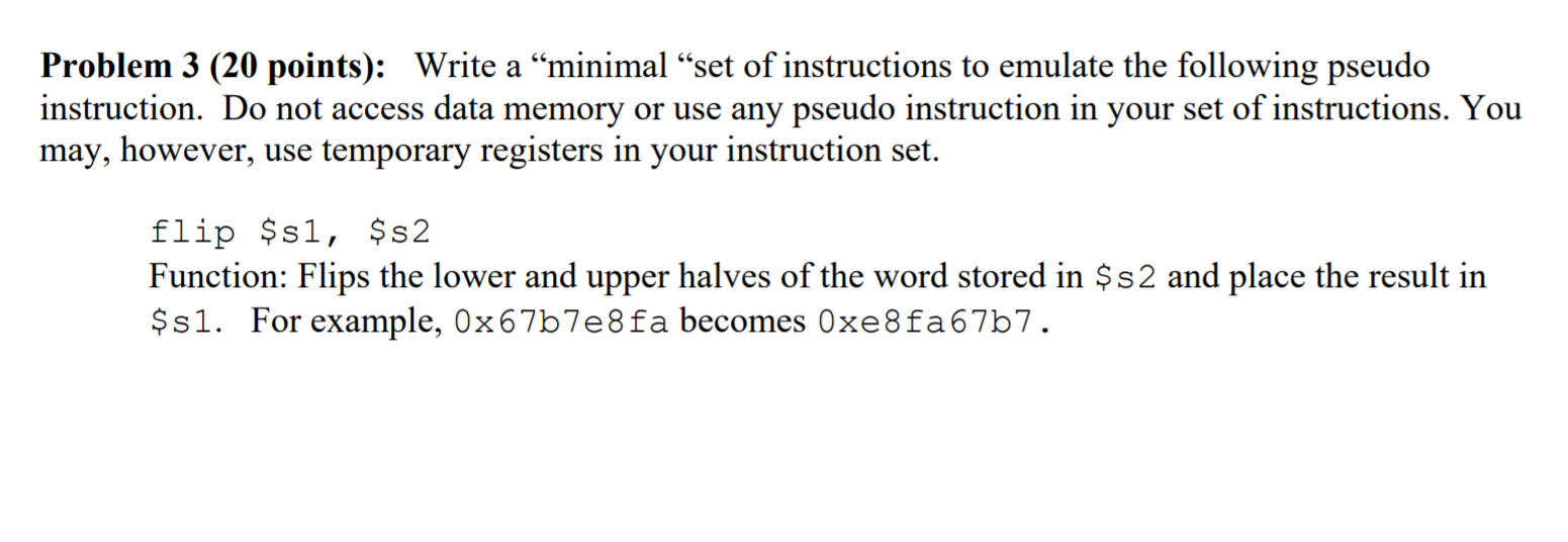 Solved Problem 3 (20 points): Write a “minimal “set of | Chegg.com