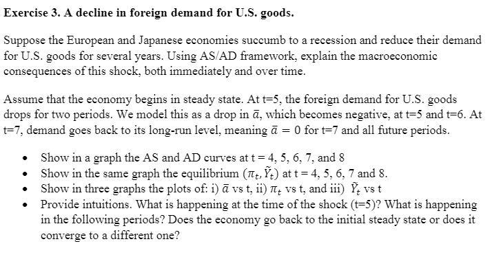 Solved Exercise 3. A decline in foreign demand for U.S. | Chegg.com