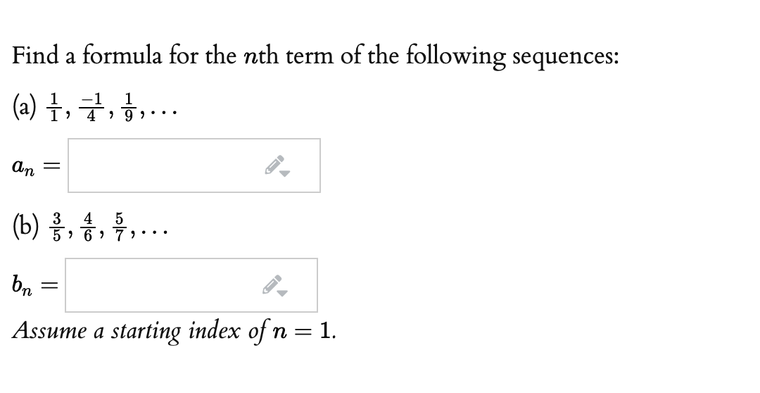 Solved Find a formula for the nth term of the following | Chegg.com