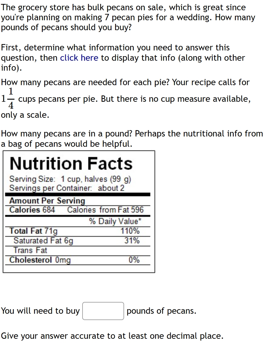 Solved The grocery store has bulk pecans on sale, which is