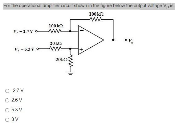 Solved For The Operational Amplifier Circuit Shown In The | Chegg.com