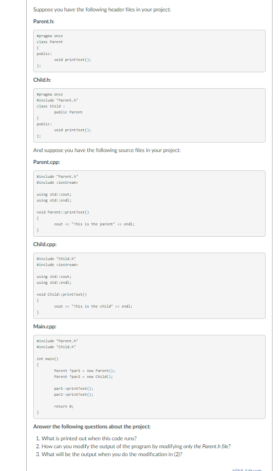 Solved Suppose you have the following header files in your | Chegg.com