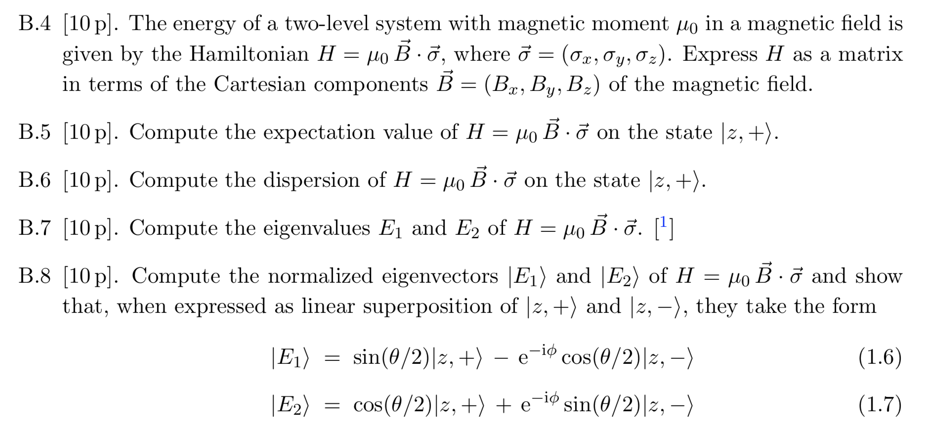 Solved B 4 10p The Energy Of A Two Level System With M Chegg Com