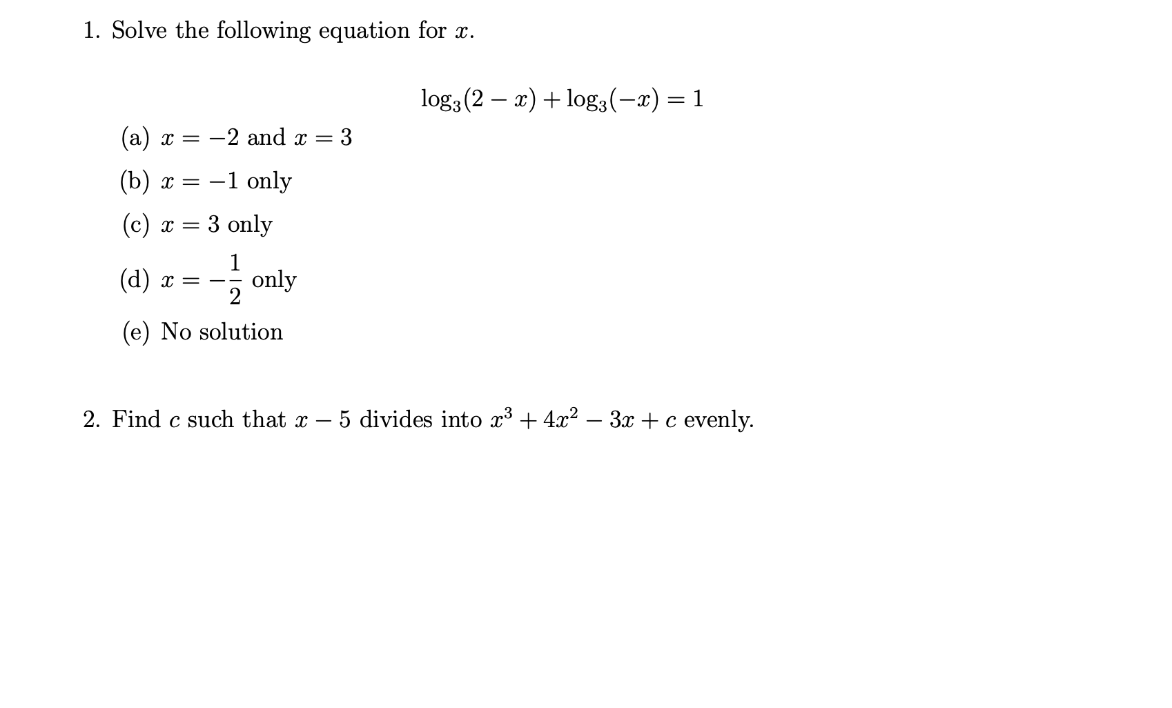 solved-1-solve-the-following-equation-for-x-chegg