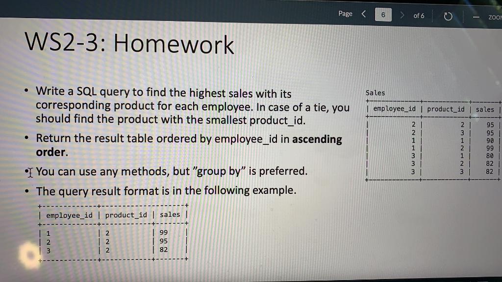 Solved - Write a SQL query to find the highest sales with | Chegg.com
