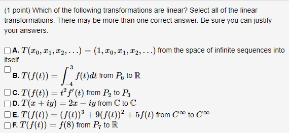 Solved (1 point) Which of the following transformations are | Chegg.com