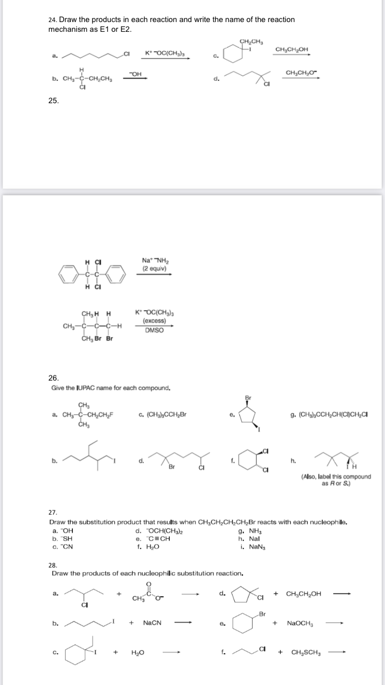 Solved 24. Draw the products in each reaction and write the | Chegg.com