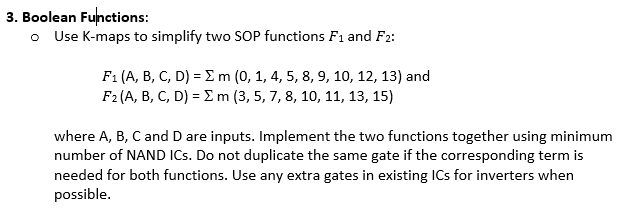 3. Boolean Fulnctions: - Use K-maps to simplify two | Chegg.com