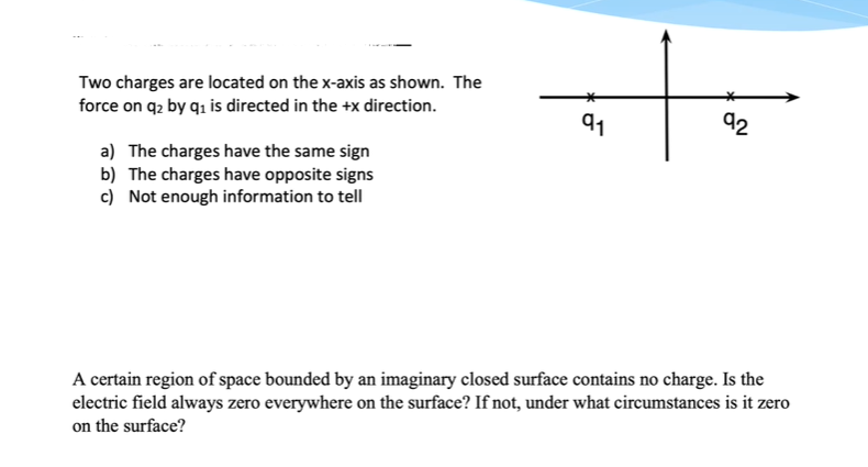 Solved Two charges are located on the x-axis as shown. The | Chegg.com