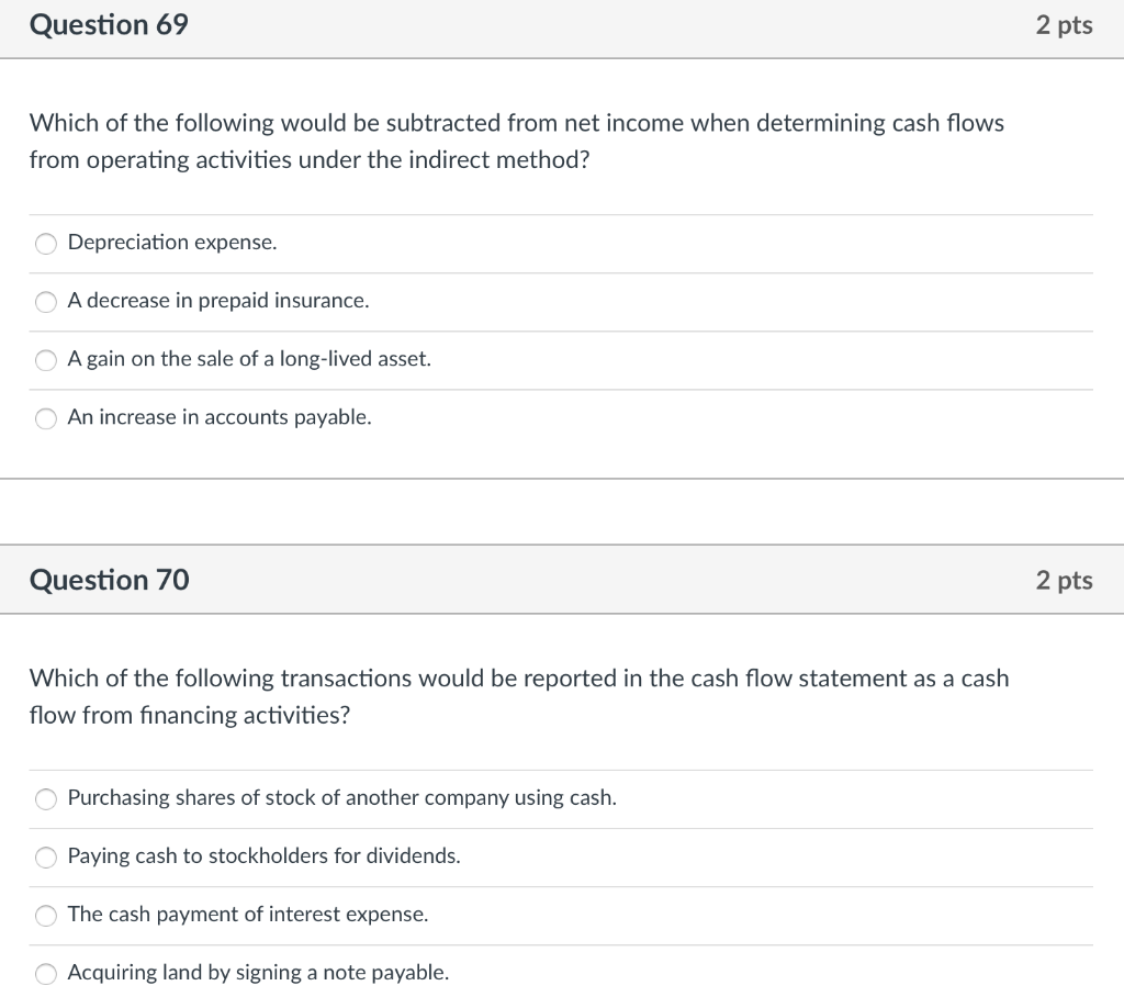 Solved Question 74 2 pts Which of the following transactions | Chegg.com