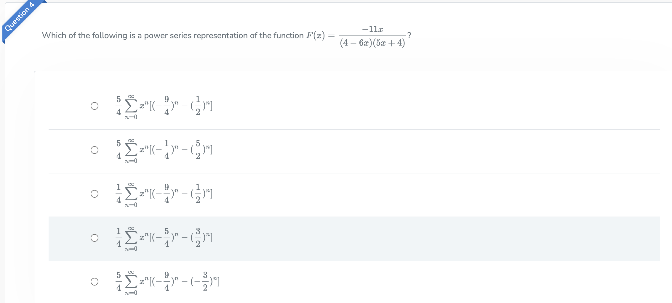 Solved Question 3 Which of the following is a power series | Chegg.com