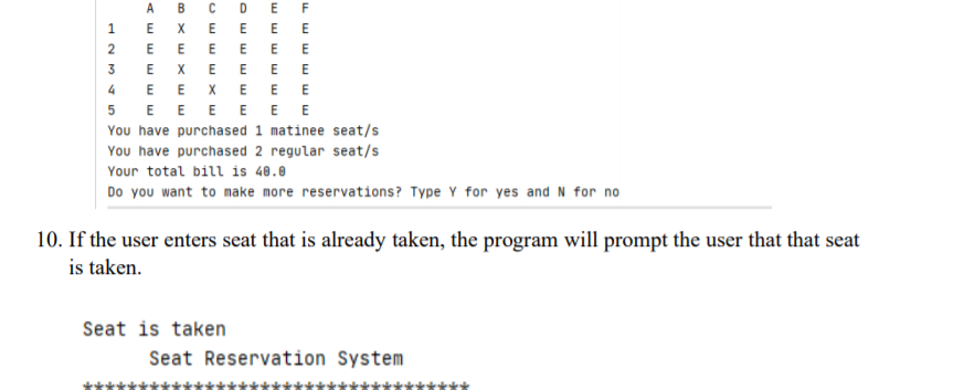 Please help in Java programming The program is a seat | Chegg.com
