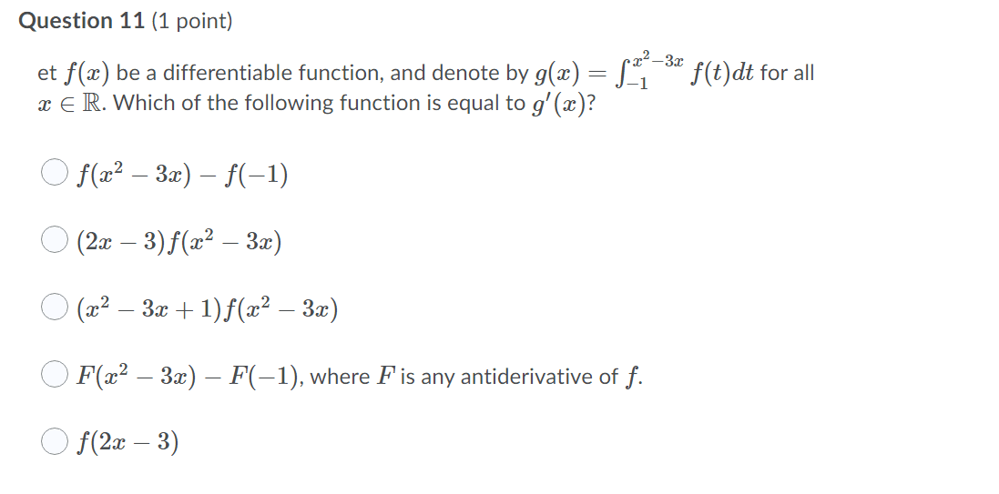 Solved Question 11 (1 point) et f(x) be a differentiable | Chegg.com