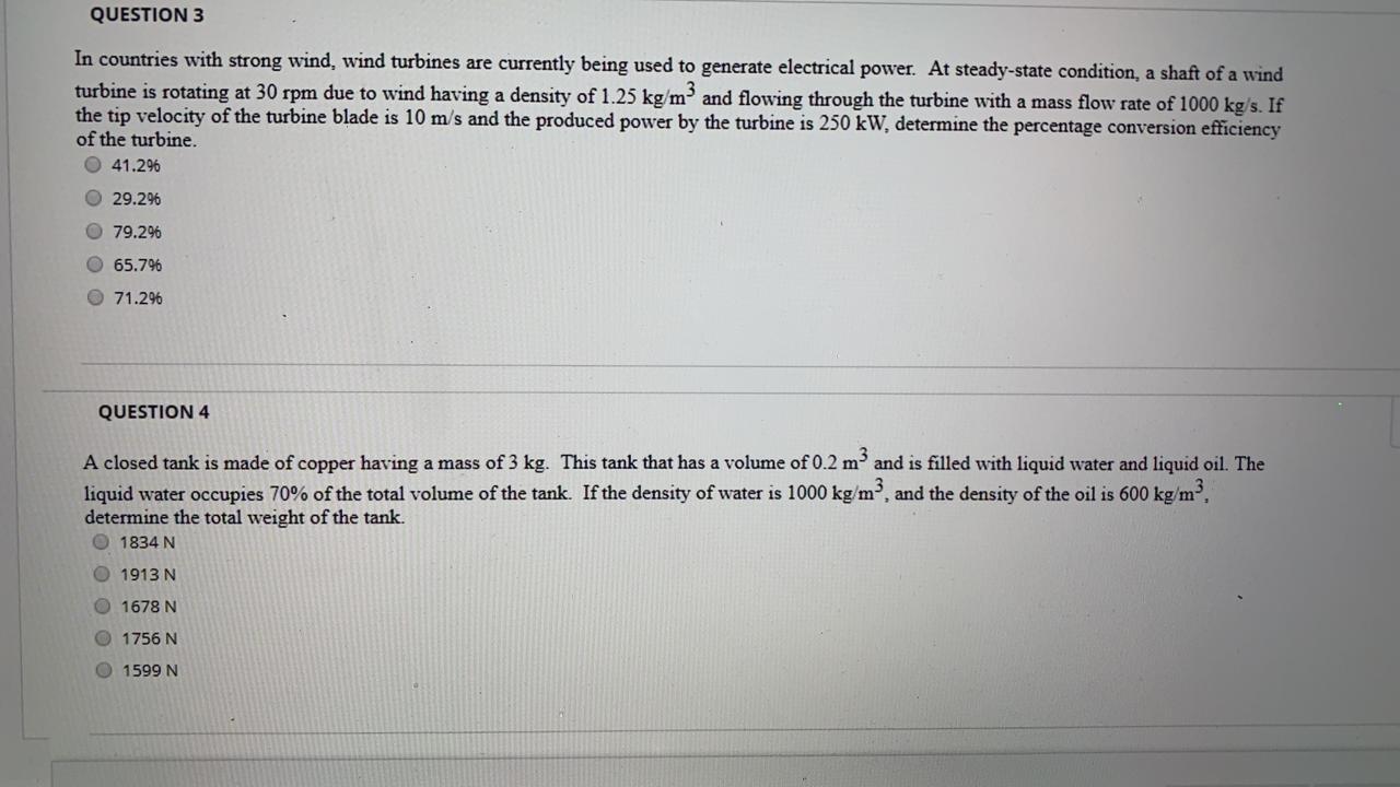 Solved QUESTION 3 In Countries With Strong Wind, Wind | Chegg.com