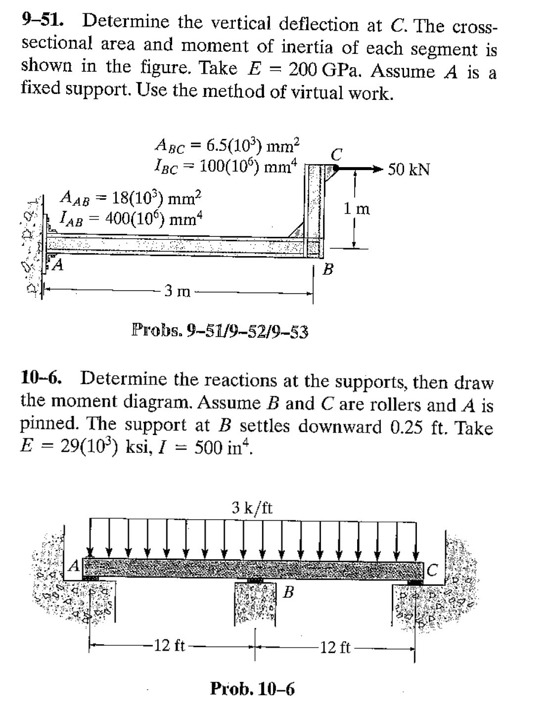 Solved 9-51. Determine the vertical deflection at C. The | Chegg.com