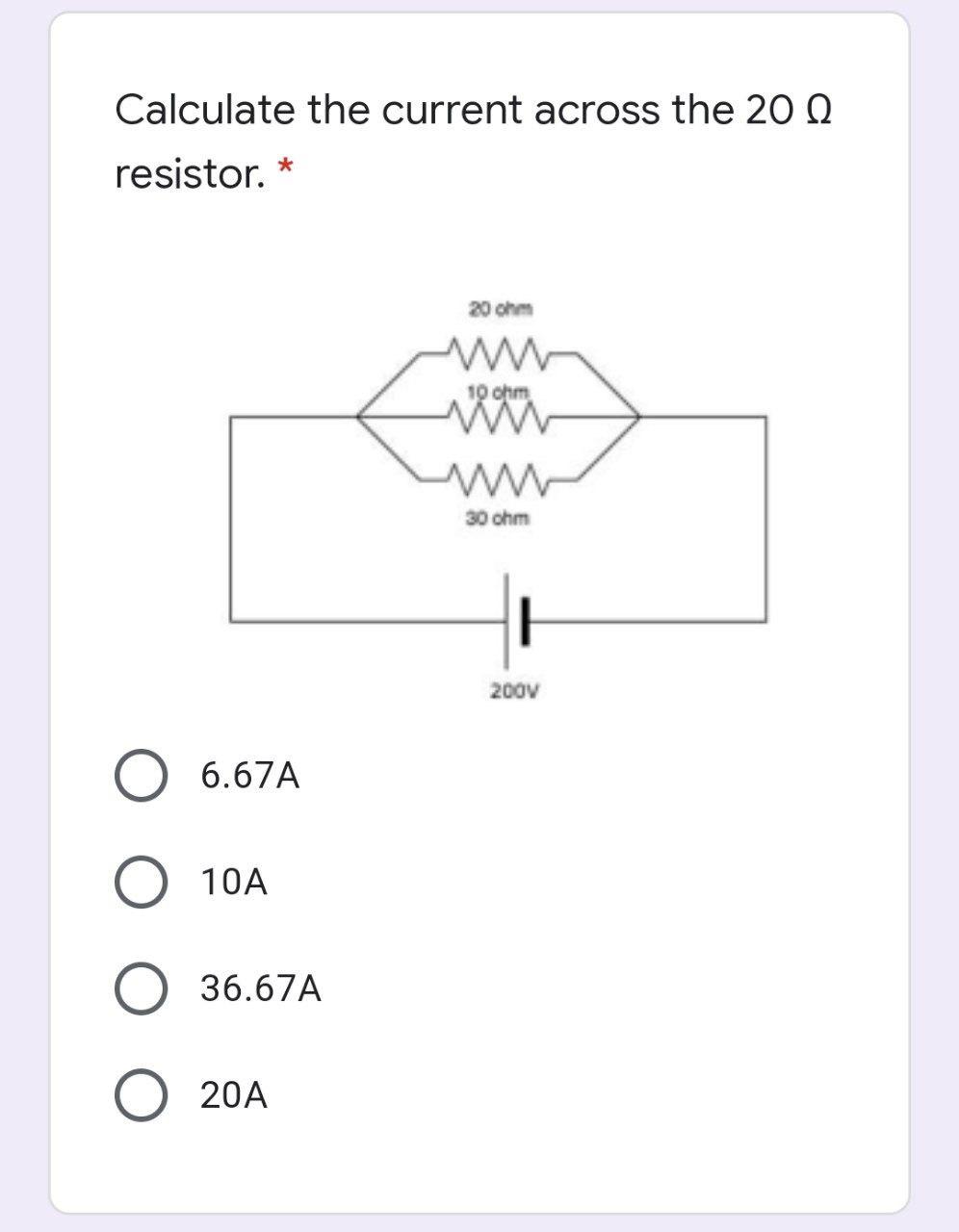 Solved Calculate the current across the 20 resistor. * 20 | Chegg.com