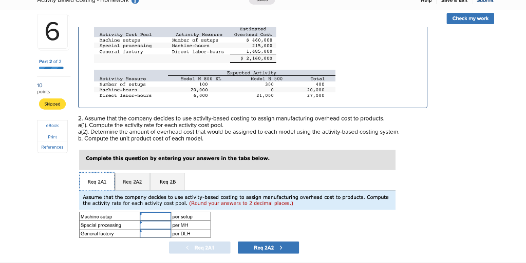 Solved Check my work 6 Part 2 of 2 Required Information {The | Chegg.com