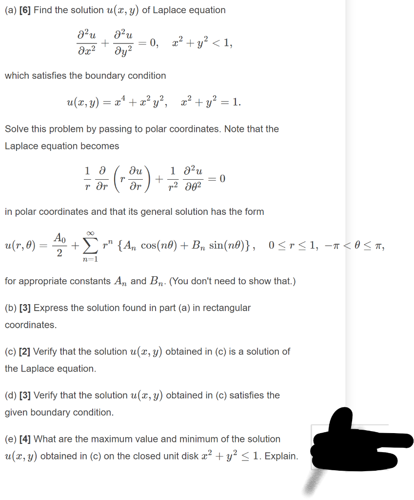 Solved A 6 Find The Solution Ux Y Of Laplace Equation 2905