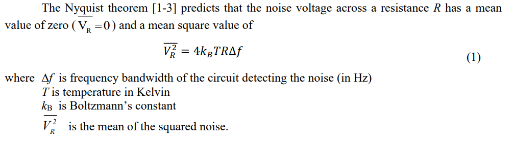 The Nyquist theorem [1-3] predicts that the noise | Chegg.com