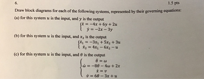 Solved 6. 1.5 pts Draw block diagrams for each of the | Chegg.com