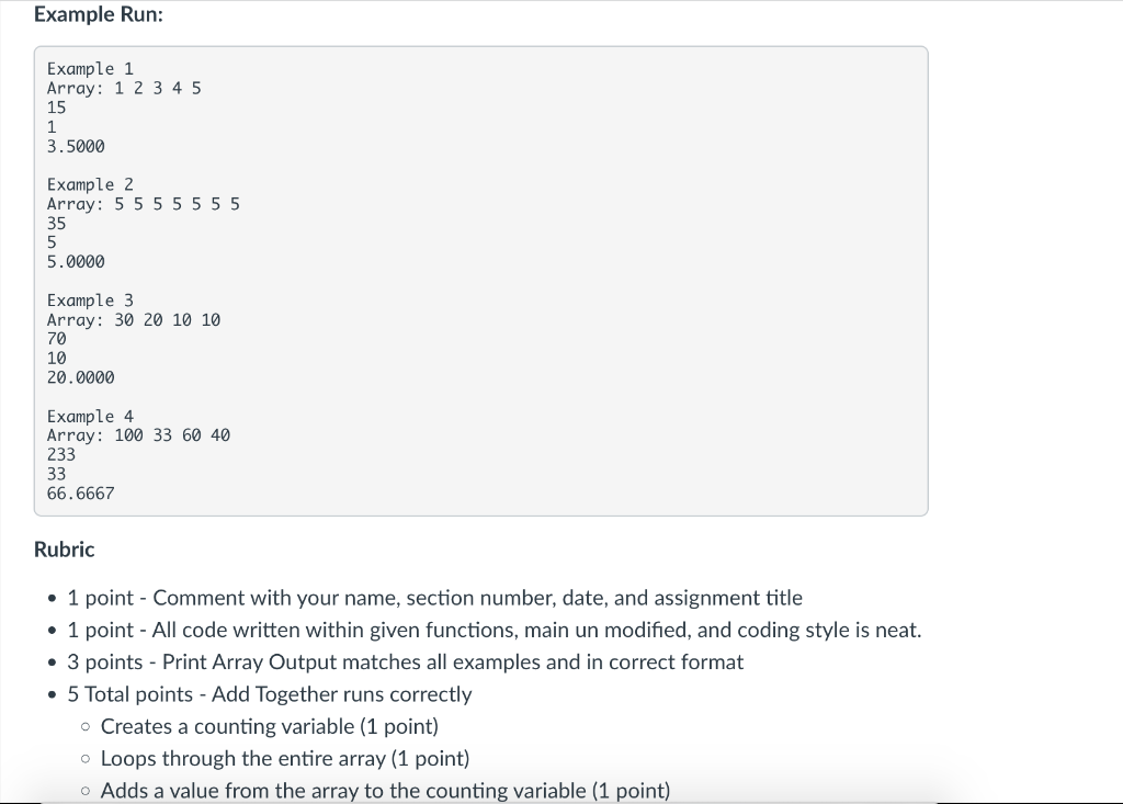 array functions assignment