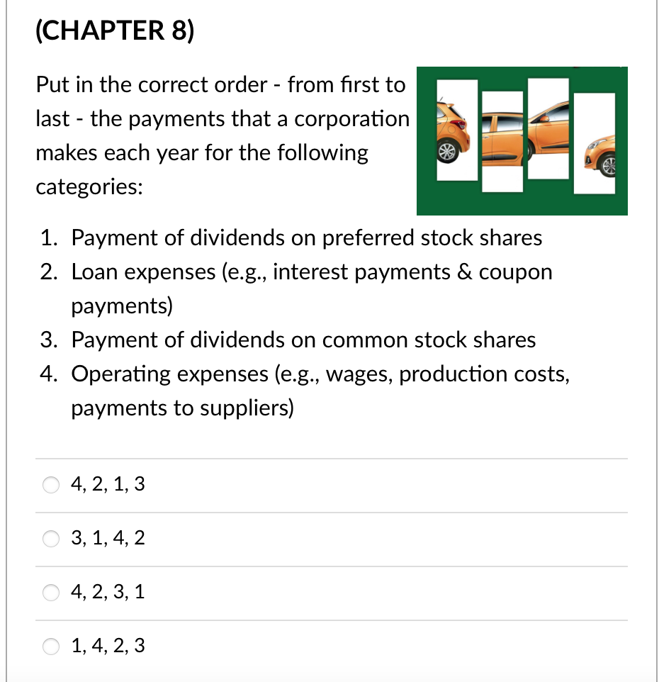 Solved Put in the correct order - from first to last - the | Chegg.com