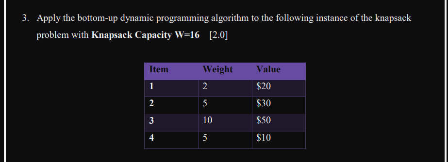 Solved 3. Apply The Bottom-up Dynamic Programming Algorithm | Chegg.com