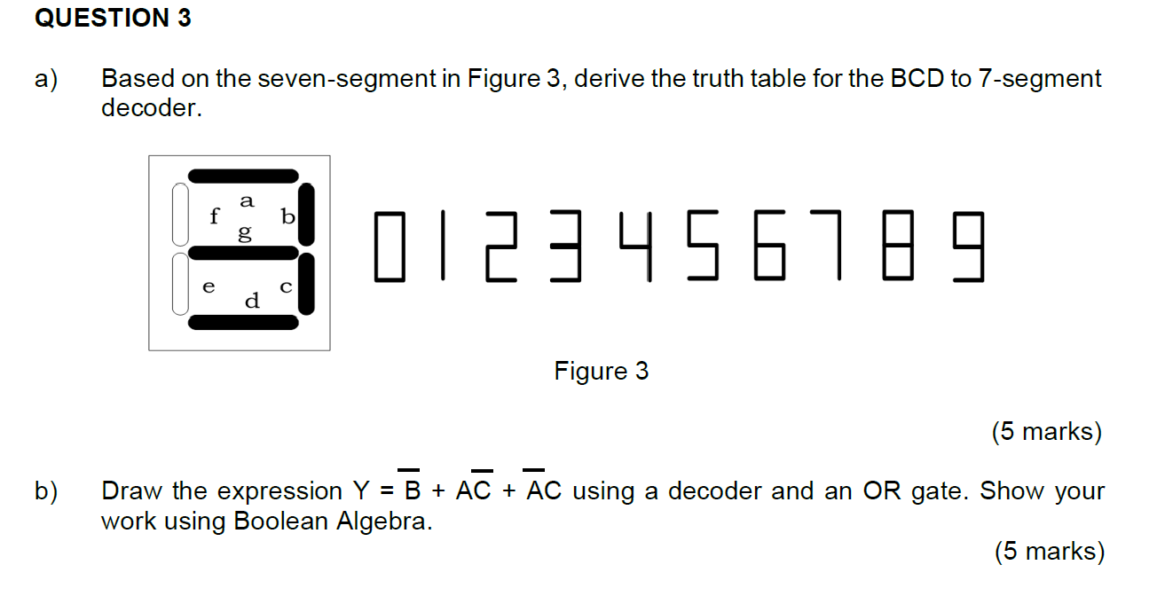 Solved QUESTION 3 a) Based on the seven-segment in Figure 3, | Chegg.com