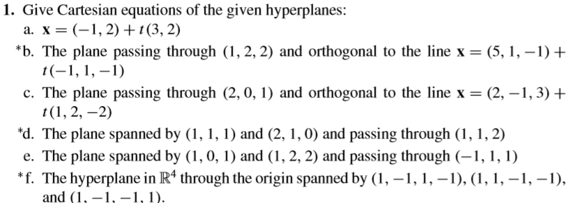 hyperplan vectoriel equation