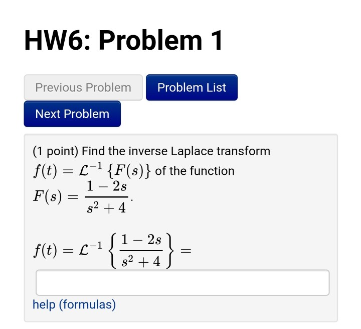 Solved HW6: Problem 1 Previous Problem Problem List Next | Chegg.com