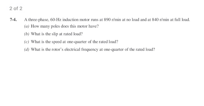 Solved 2 of 2 A three-phase, 60-Hz induction motor runs at | Chegg.com