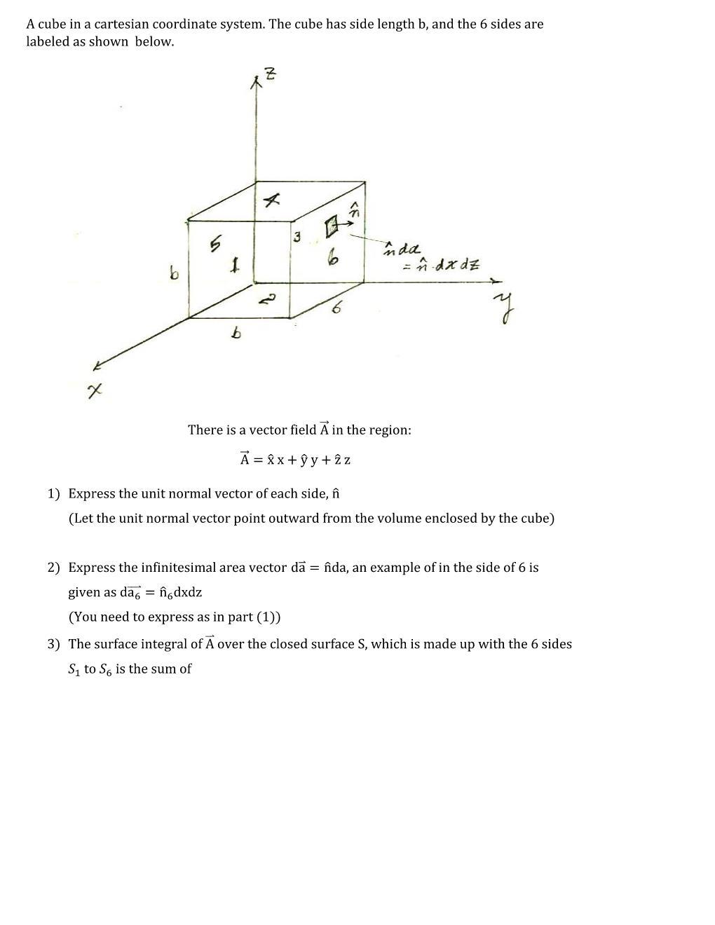 solved-a-cube-in-a-cartesian-coordinate-system-the-cube-has-chegg