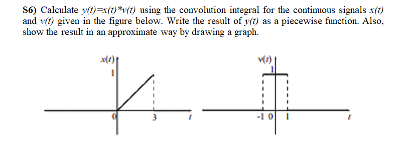 Solved S6) Calculate Y(t)=x(t)*v(t) Using The Convolution 