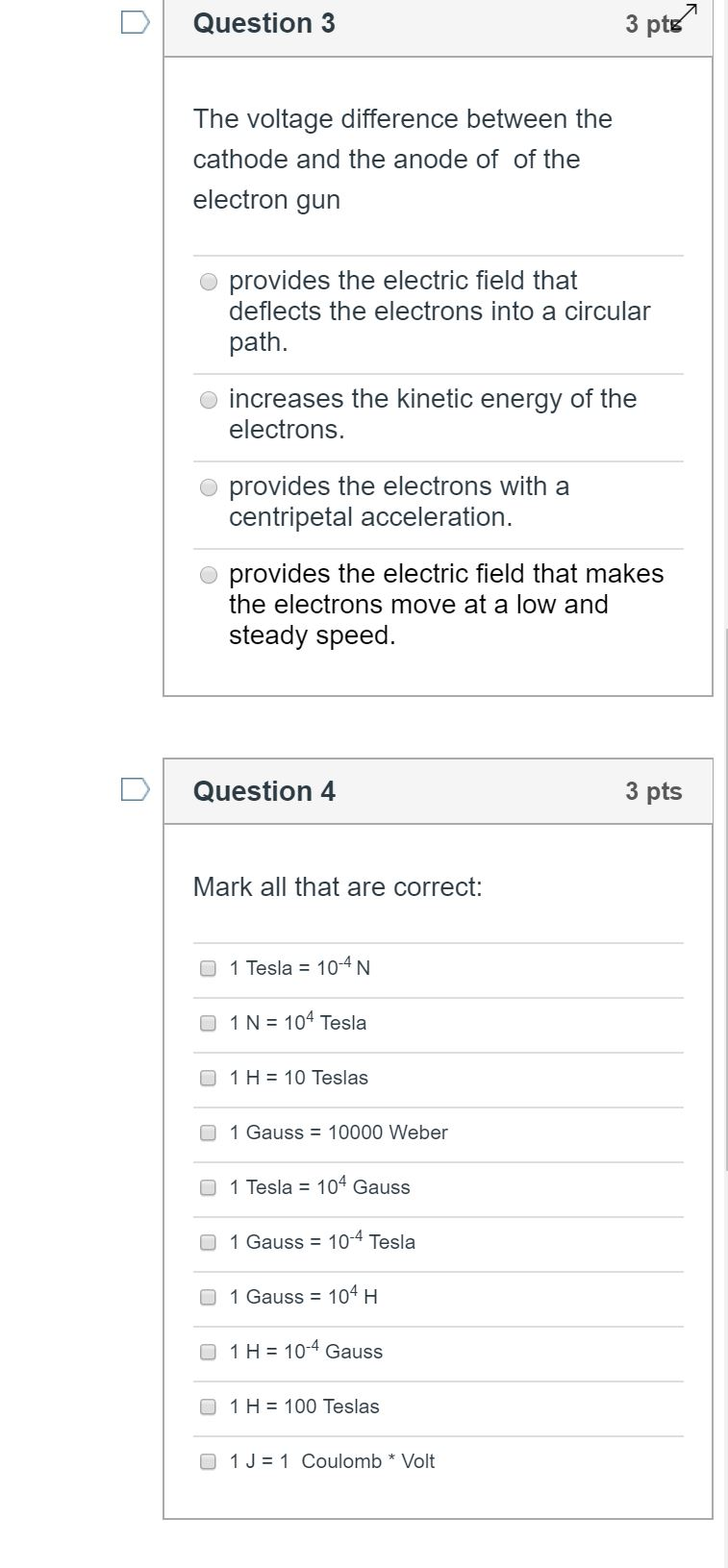 Solved Question 3 3 pts The voltage difference between the | Chegg.com