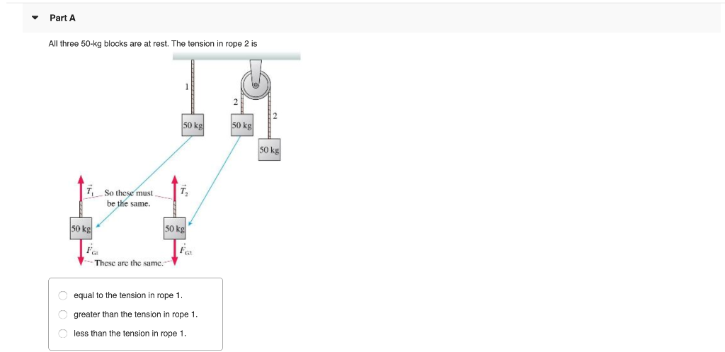 Solved Part A All Three 50-kg Blocks Are At Rest. The | Chegg.com