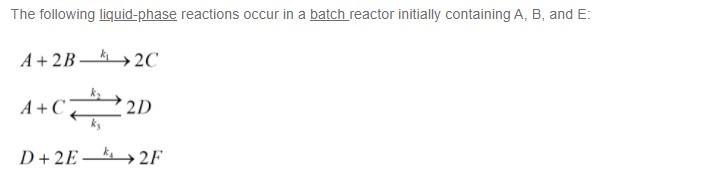 Solved The following liquid-phase reactions occur in a batch | Chegg.com