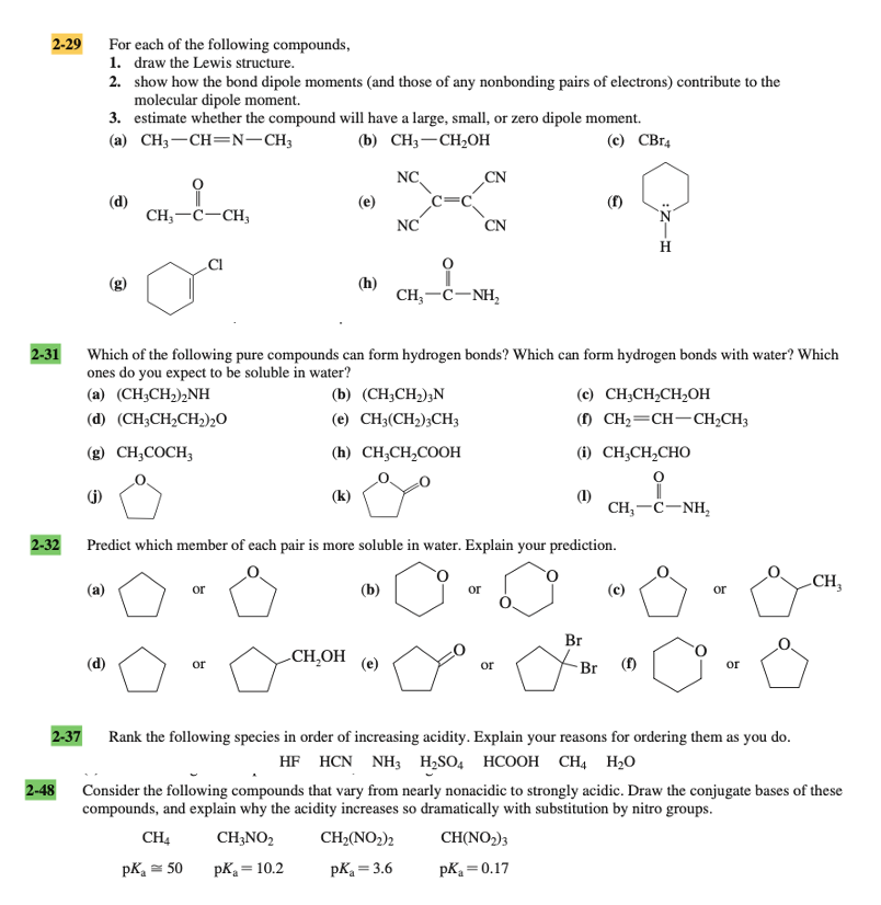 Solved 2-29 For each of the following compounds, 1. draw the | Chegg.com