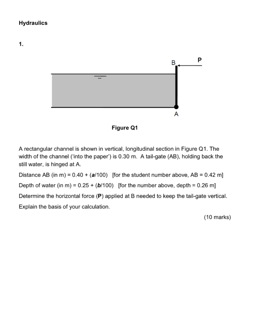 Solved Hydraulics 1. В A Figure Q1 A rectangular channel is | Chegg.com