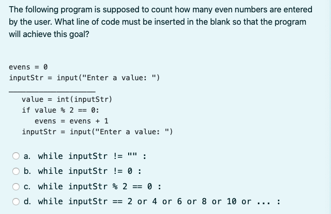 Solved The following program is supposed to count how many | Chegg.com