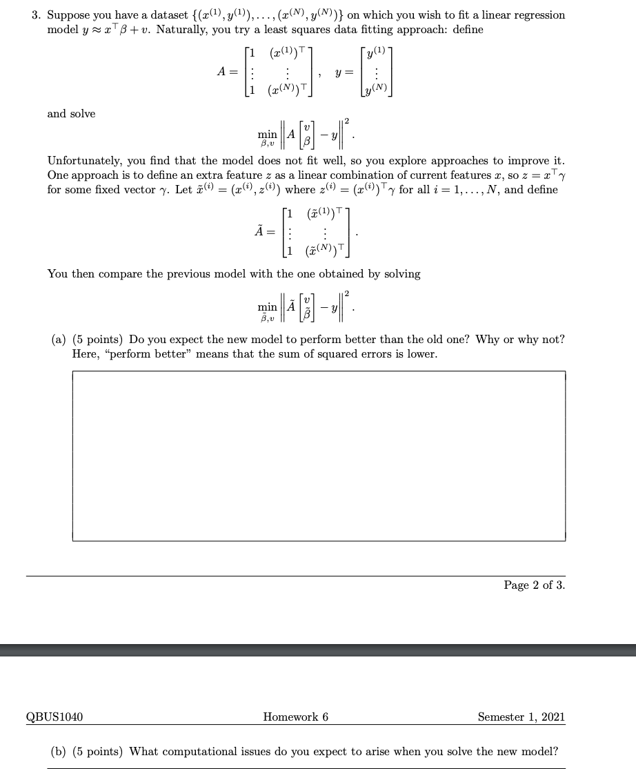 Solved 3 Suppose You Have A Dataset Z 1 Y 1 Z Chegg Com