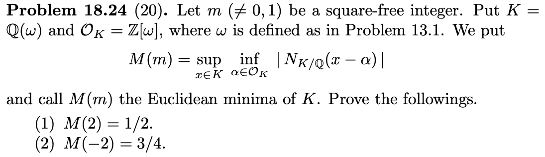 Problem 18 24 Let M 0 1 Be A Square Free Chegg Com