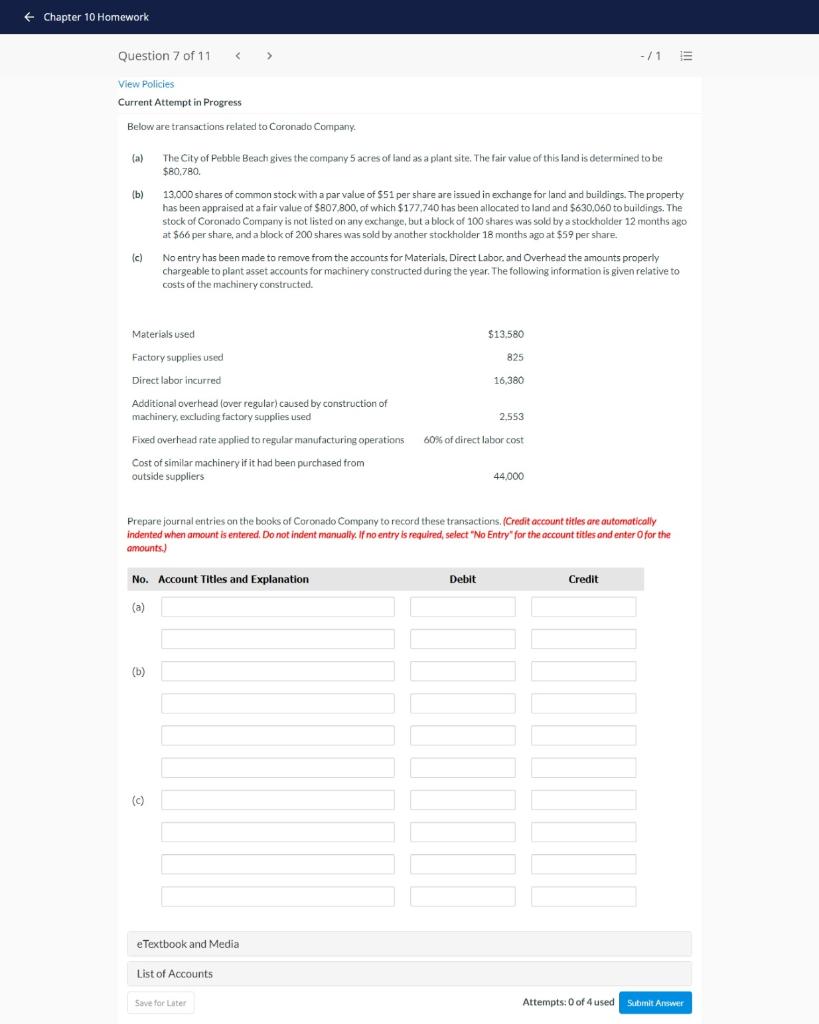 Solved + Chapter 10 Homework Question 7 of 11 - / 1 15 | Chegg.com