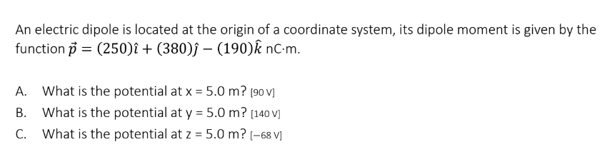 Solved An electric dipole is located at the origin of a | Chegg.com