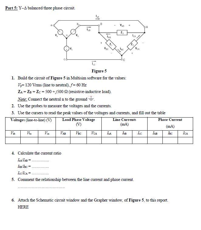 Solved Part 5: Y-A Balanced Three Phase Circuit B A VAB Z | Chegg.com