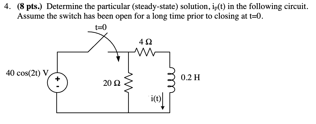 Solved 4. (8 pts.) Determine the particular (steady-state) | Chegg.com