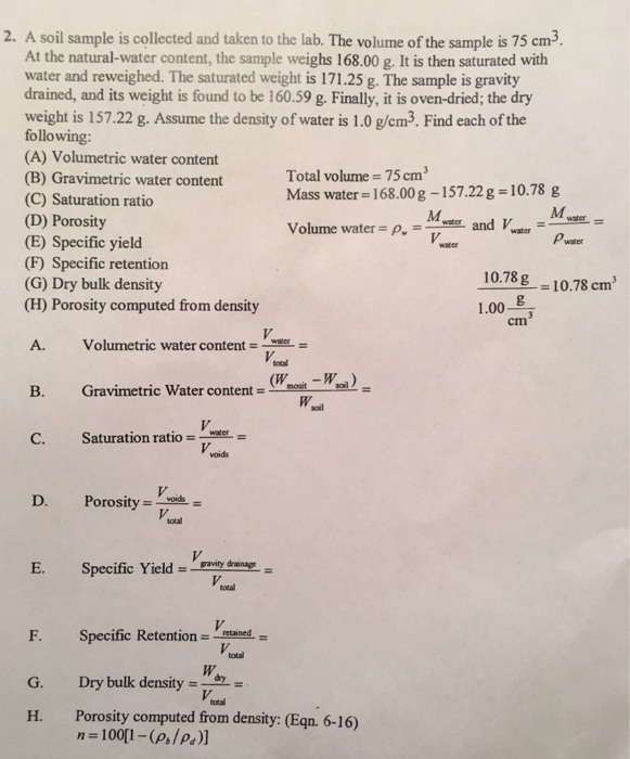 Solved 2. A Soil Sample Is Collected And Taken To The Lab. | Chegg.com