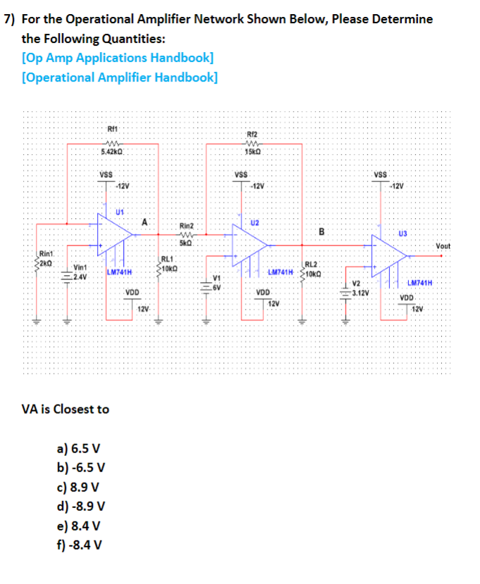 Solved For the Operational Amplifier Network Shown Below,