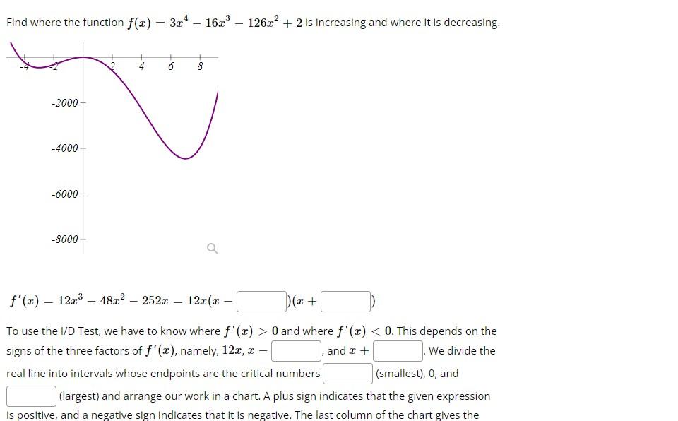 Solved Find Where The Function F X 3x4−16x3−126x2 2 Is