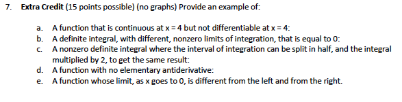 Solved 7. a. Extra Credit (15 points possible) (no graphs) | Chegg.com